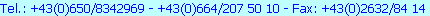 Tel.: +43(0)650/8342969 - +43(0)664/207 50 10 - Fax: +43(0)2632/84 14 